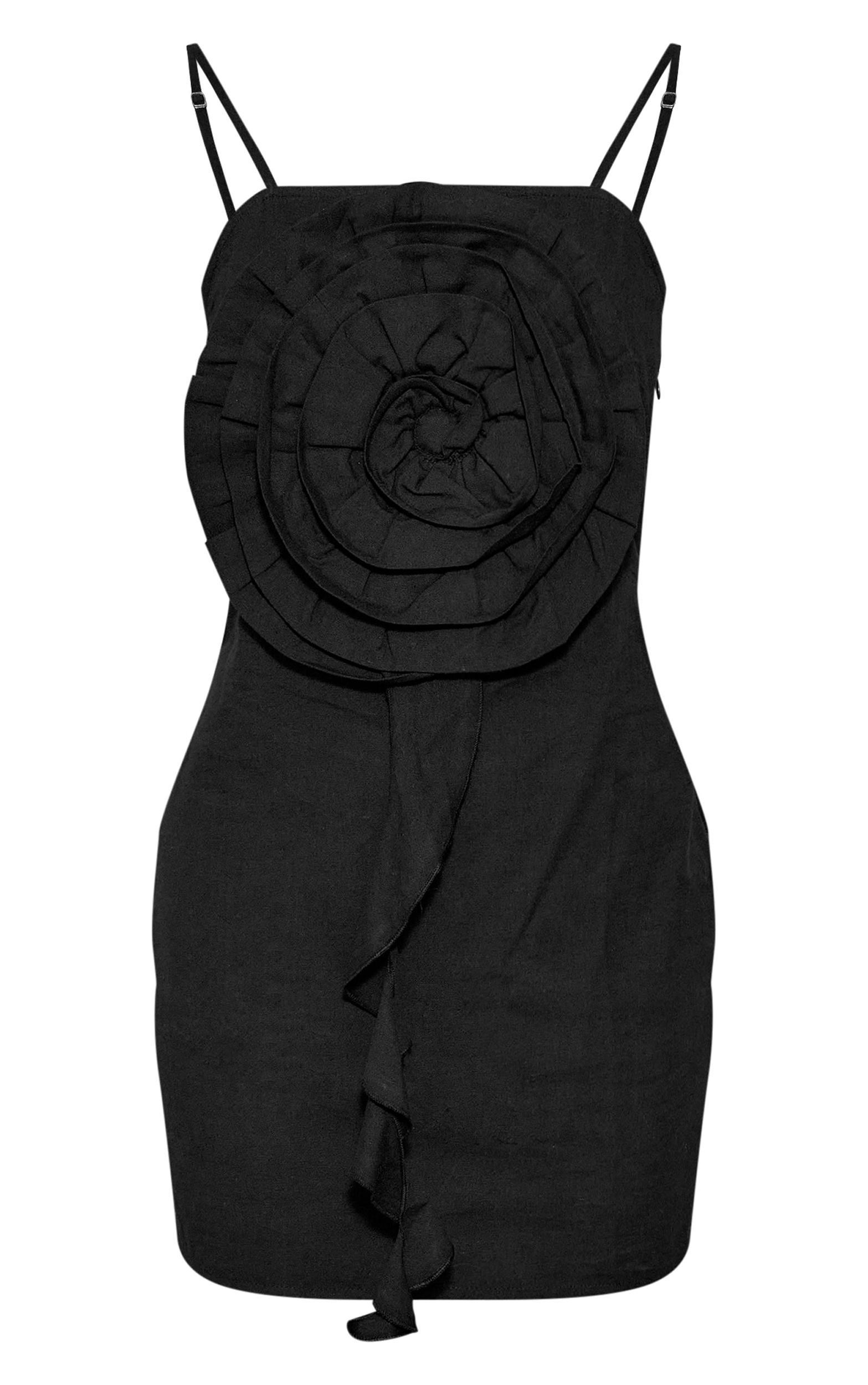 Black Large Floral Bodycon Dress Product Image