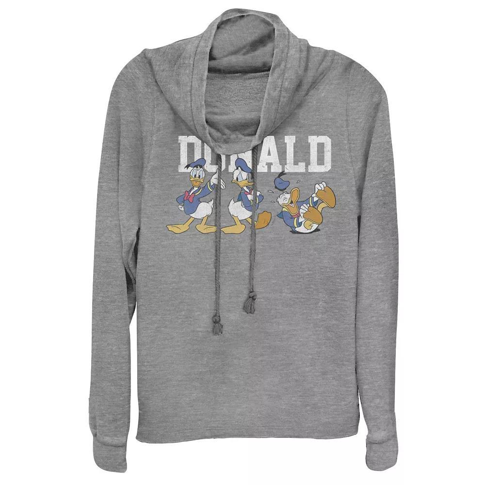 Disney Donald Duck Juniors' Action Pose Cowlneck Graphic Lightweight Long Sleeve, Girl's, Size: XXL, Gray Grey Product Image