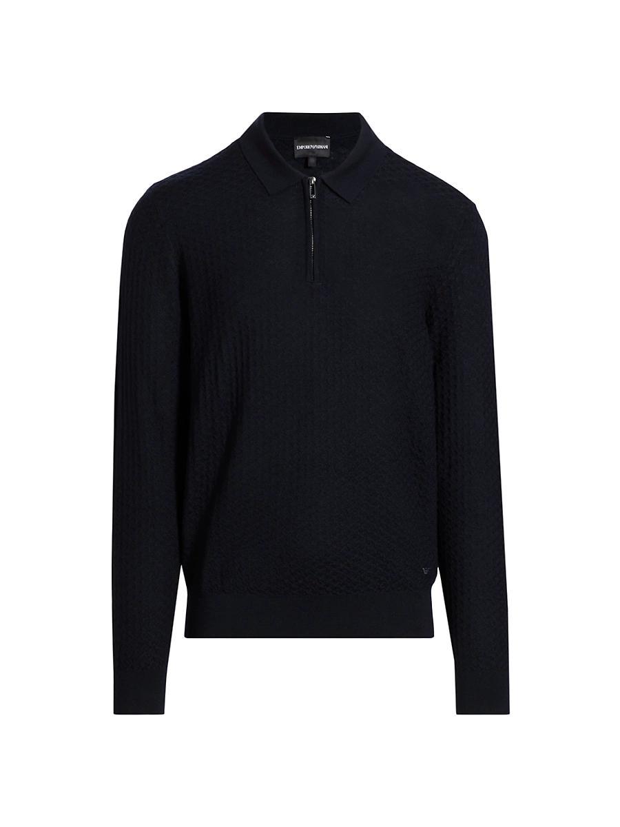 Mens Textured Quarter-Zip Polo Sweater Product Image