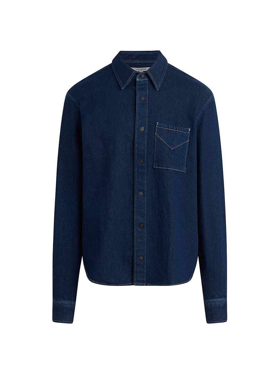 Mens Stretch Denim Button-Front Shirt Product Image