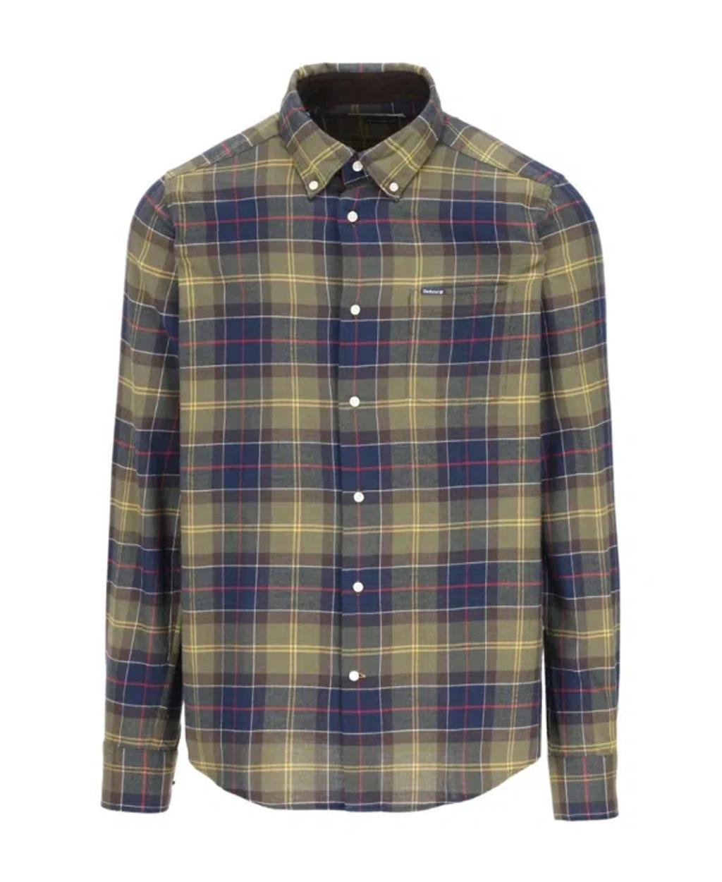 BARBOUR Tartan Check-print Long-sleeved Shirt In Gray Product Image