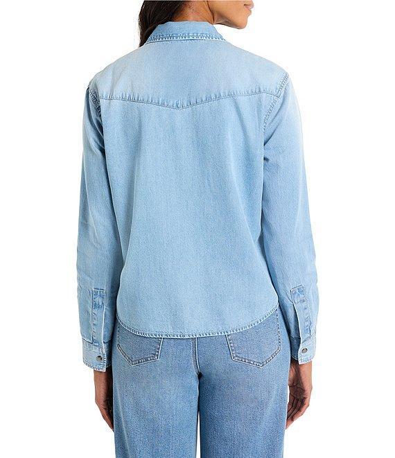 NIC + ZOE The Western Denim Collar Long Sleeve Button Front Shirt Product Image