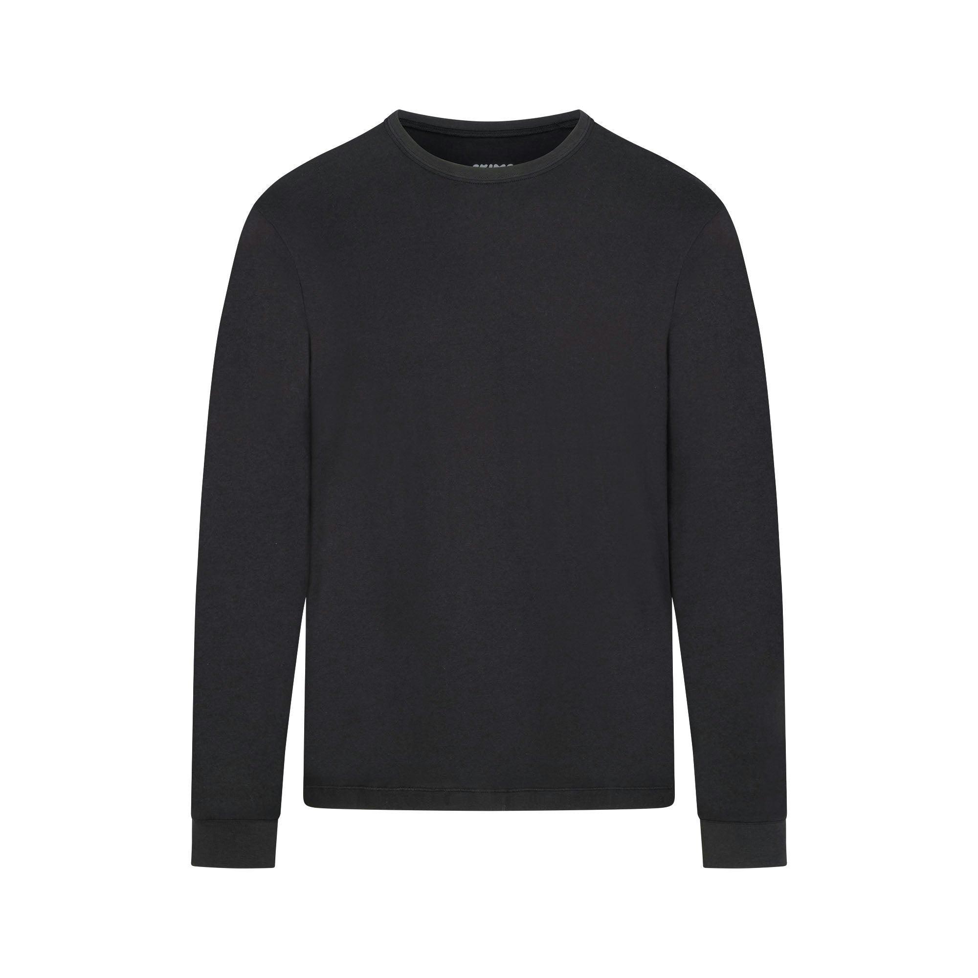 SKIMS COTTON MENS CLASSIC LONG SLEEVE T-SHIRT | ONYX Product Image