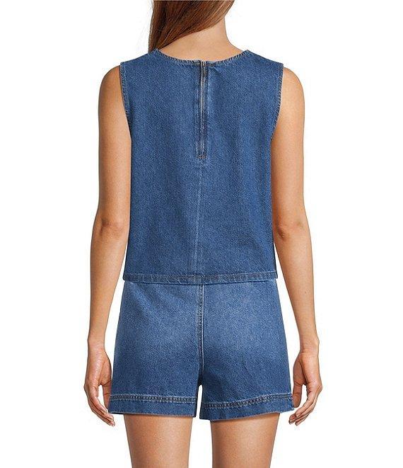 Antonio Melani Alena Denim Round Neck Sleeveless Coordinating Blouse Product Image