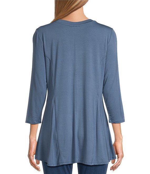 Intro Knit Jersey Scoop Neck 3/4 Sleeve A-Line Tee Shirt Product Image