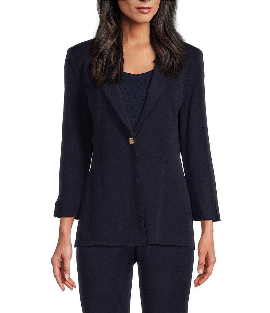 Ming Wang Notch Lapel 3/4 Sleeve One Button Knit Jacket Product Image