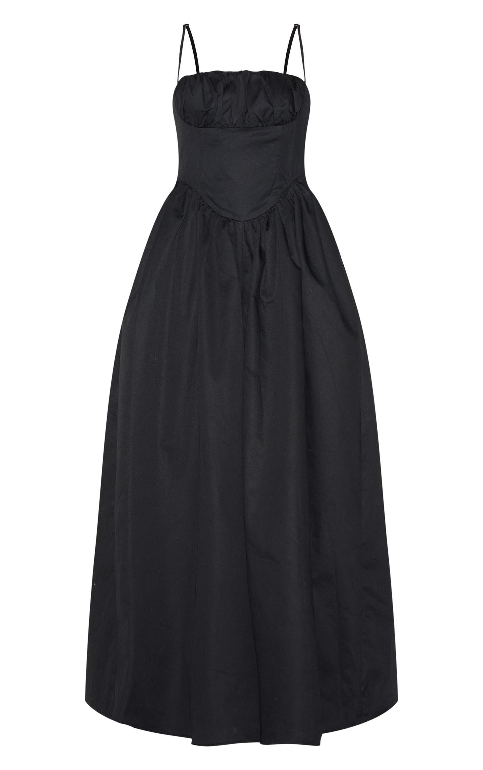 Black Premium Ruched Corset Detail Wide Leg Jumpsuit Product Image