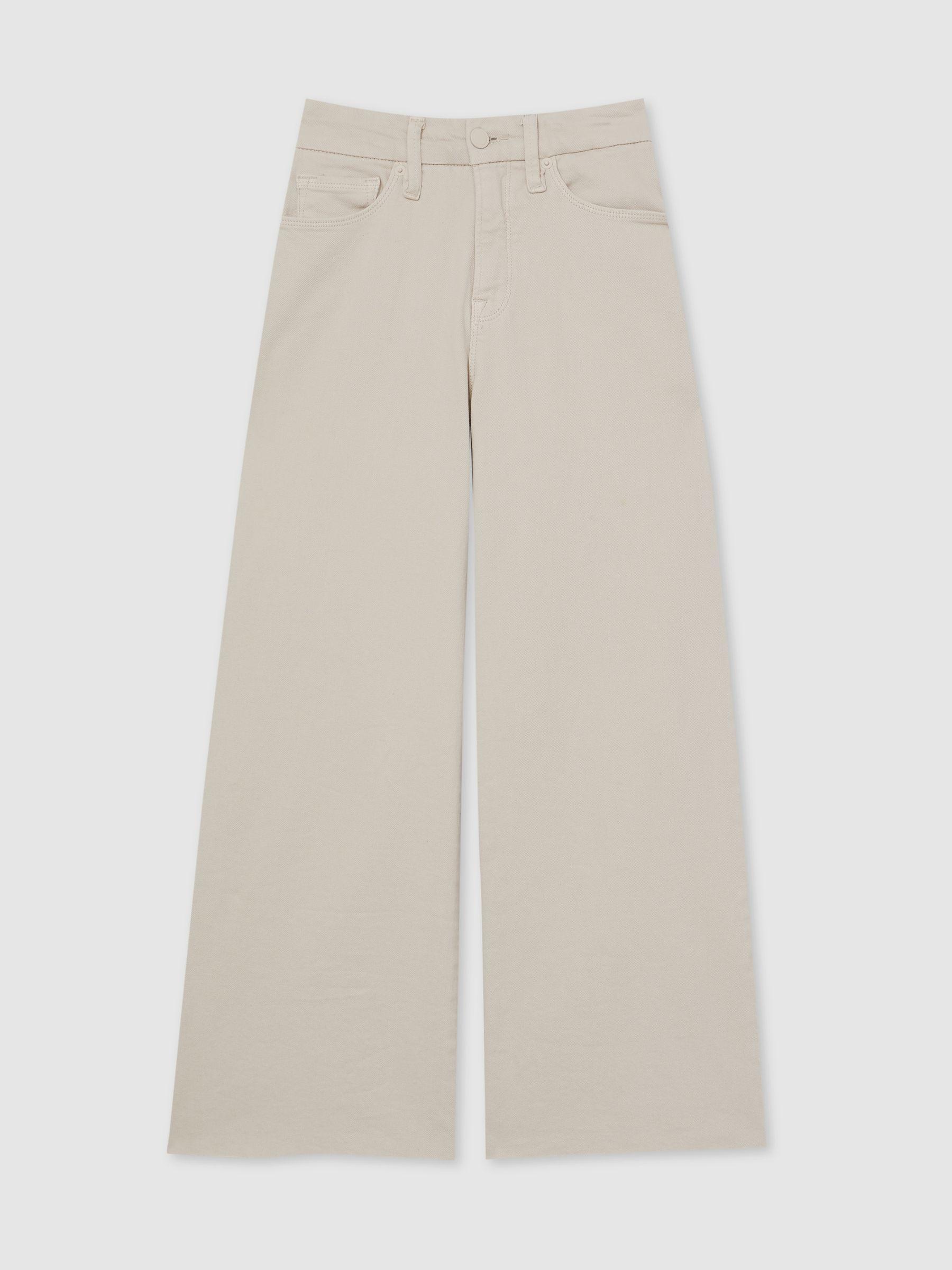 Good American Cropped Palazzo Jeans in Cream Product Image