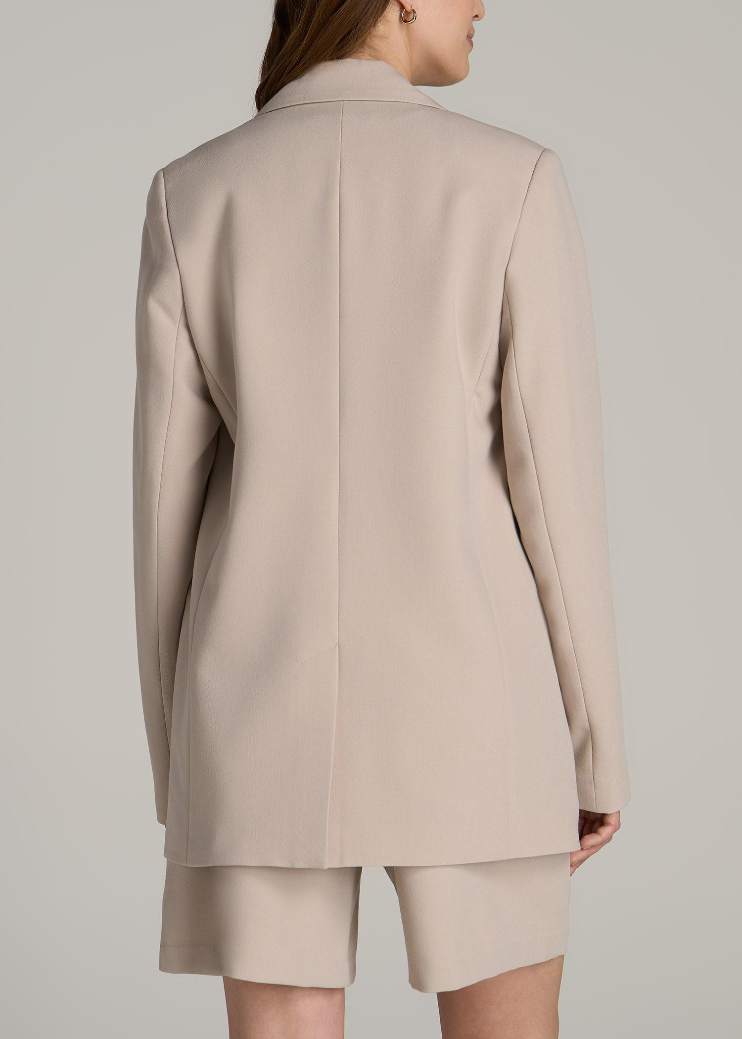 Boyfriend Fit Single-Button Blazer for Tall Women in Light Taupe Product Image