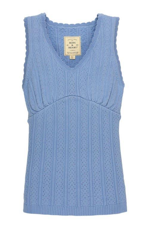 Hope & Henry Womens' Empire Sweater Tank in Cornflower Blue Pointelle at Nordstrom, Size Small Product Image