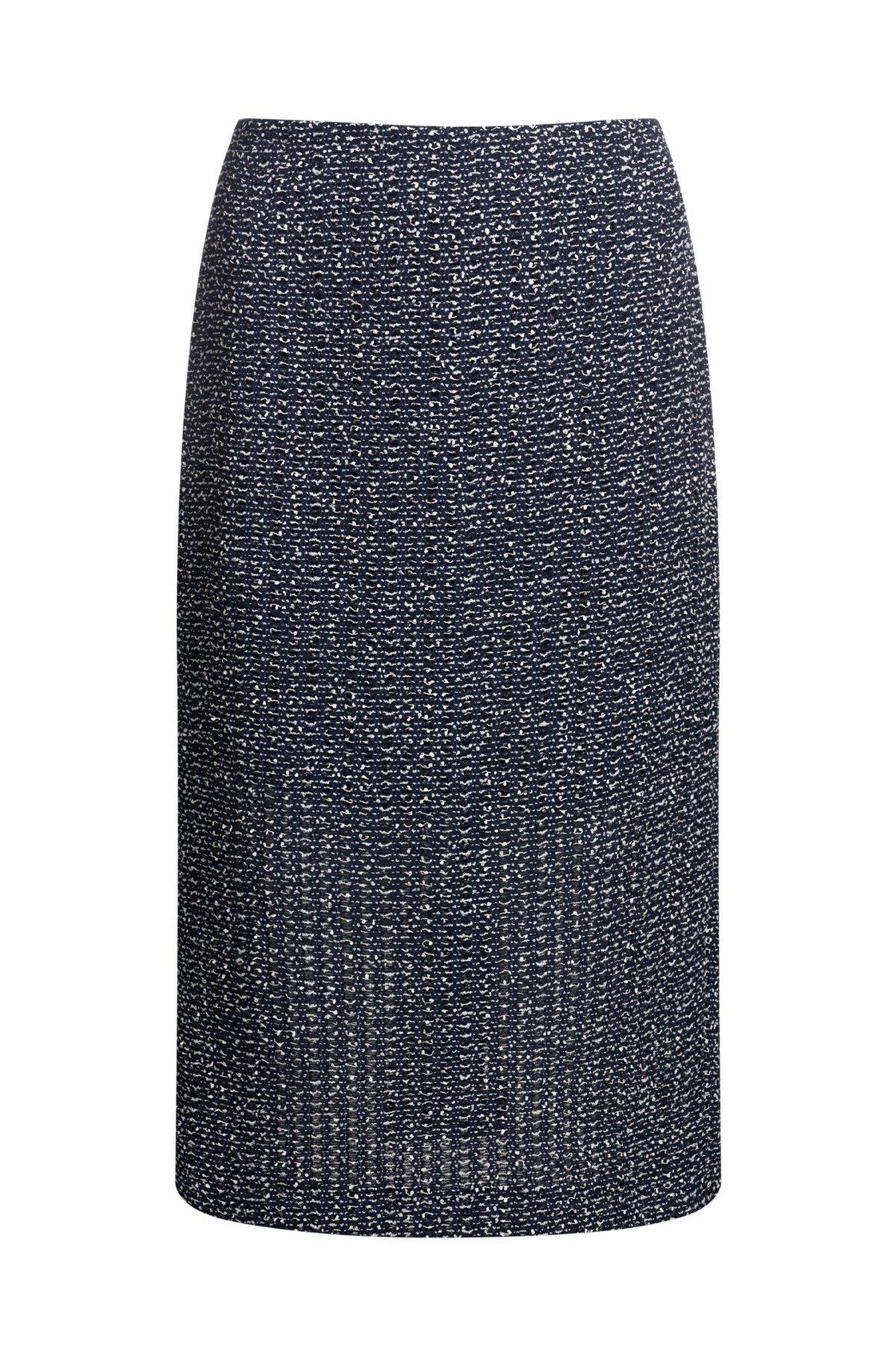 BOSS - Pencil skirt in two-tone crochet tweed - Patterned Product Image