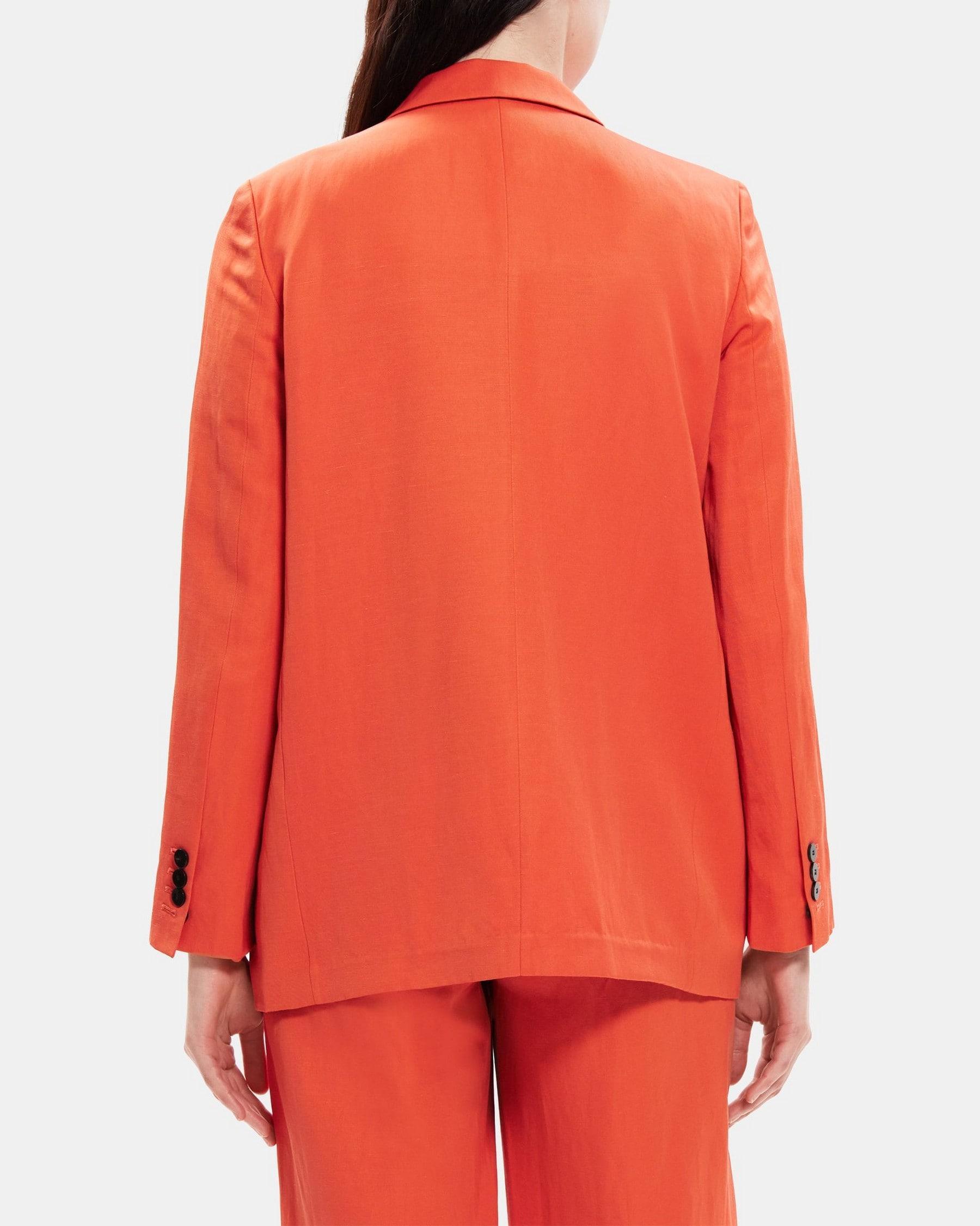 Double-Breasted Blazer in Linen-Blend Product Image