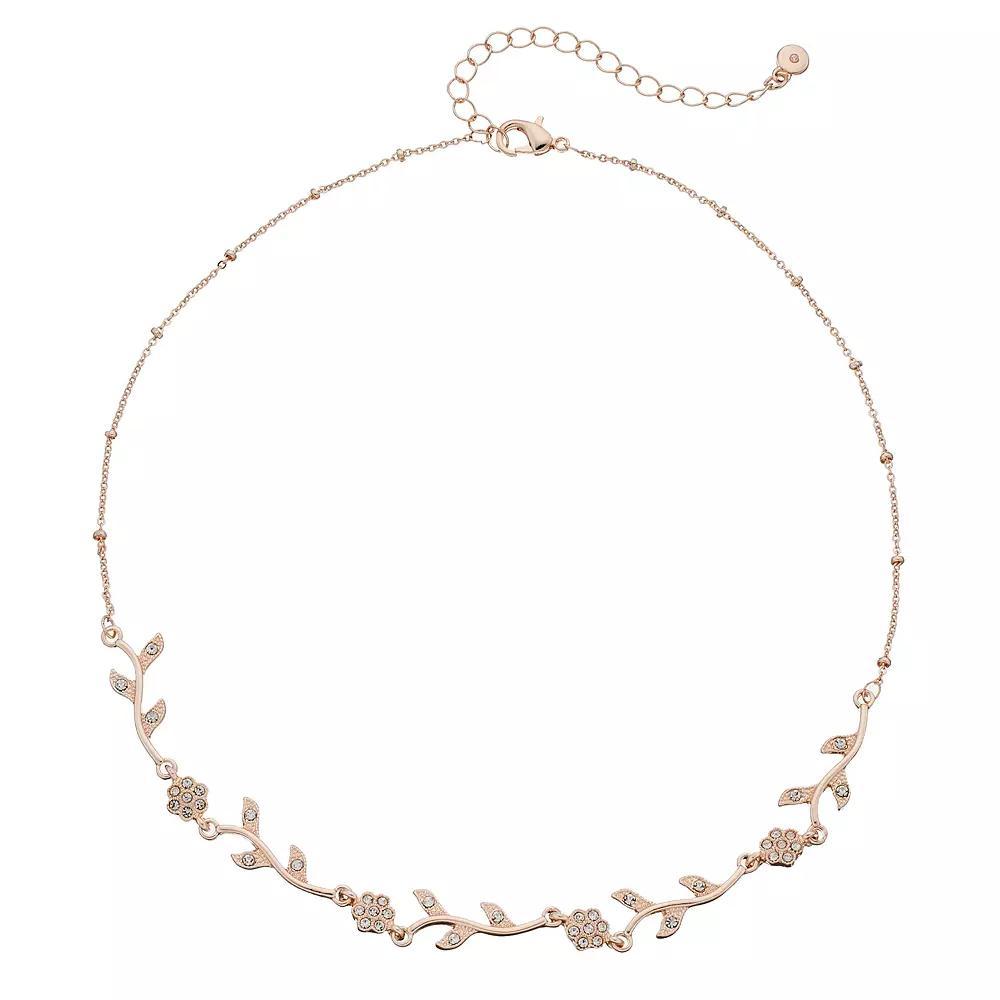 LC Lauren Conrad Simulated Crystal Flower & Vine Necklace, Women's, Rose Gold Tone Product Image