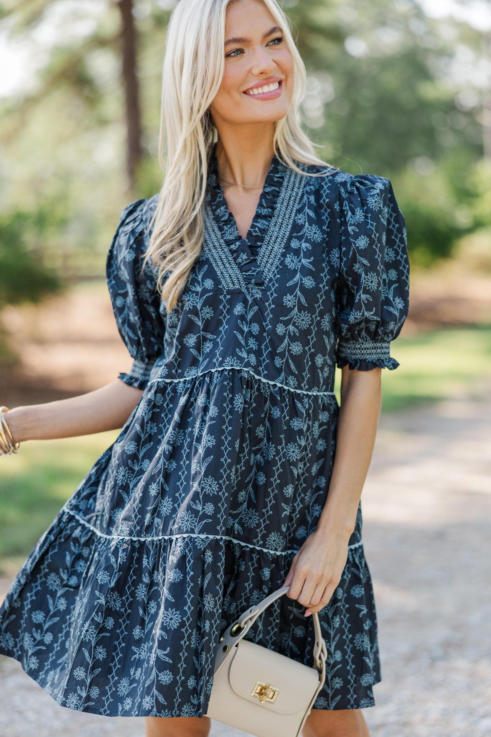 Make A Move Midnight Blue Floral Dress Female Product Image