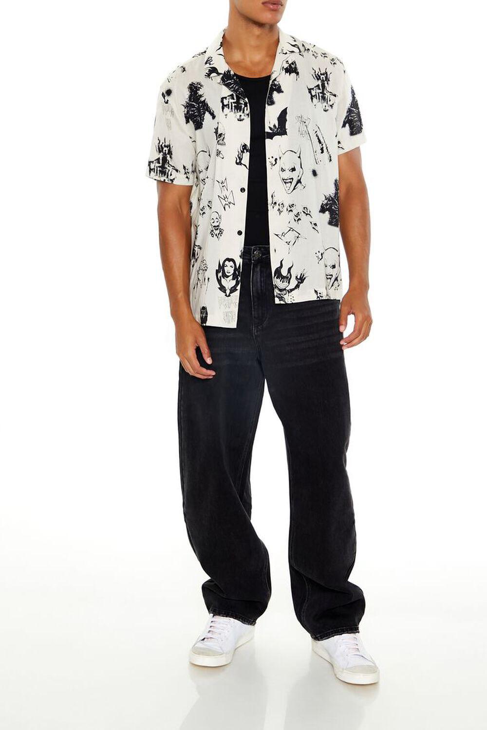 Monster Print Cuban Collar Shirt | Forever 21 Product Image