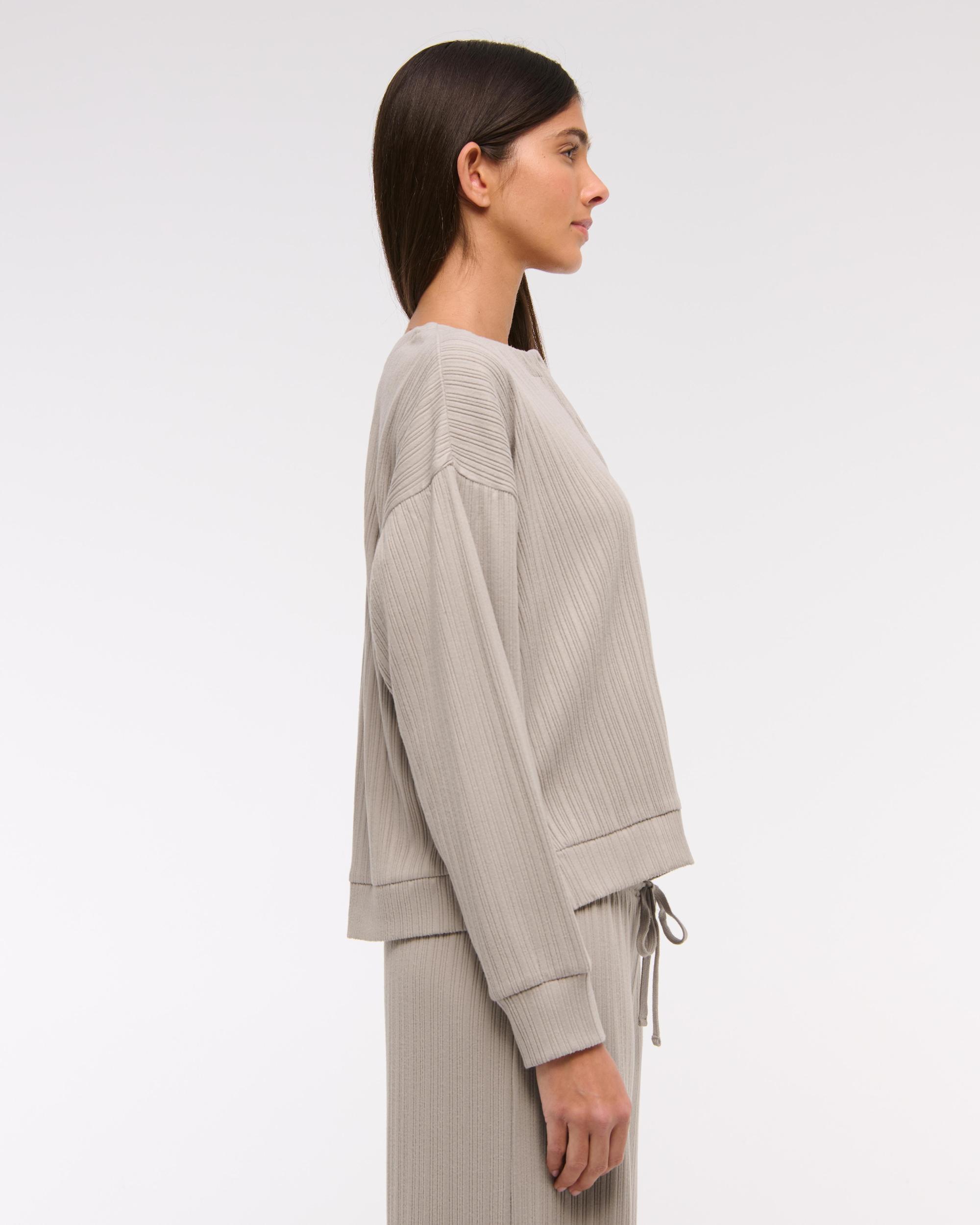 Lounge Wide Rib Henley Sweatshirt Product Image