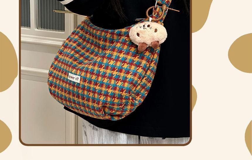 Plaid Applique Crossbody Bag / Bag Charm / Coin Purse / Set Product Image