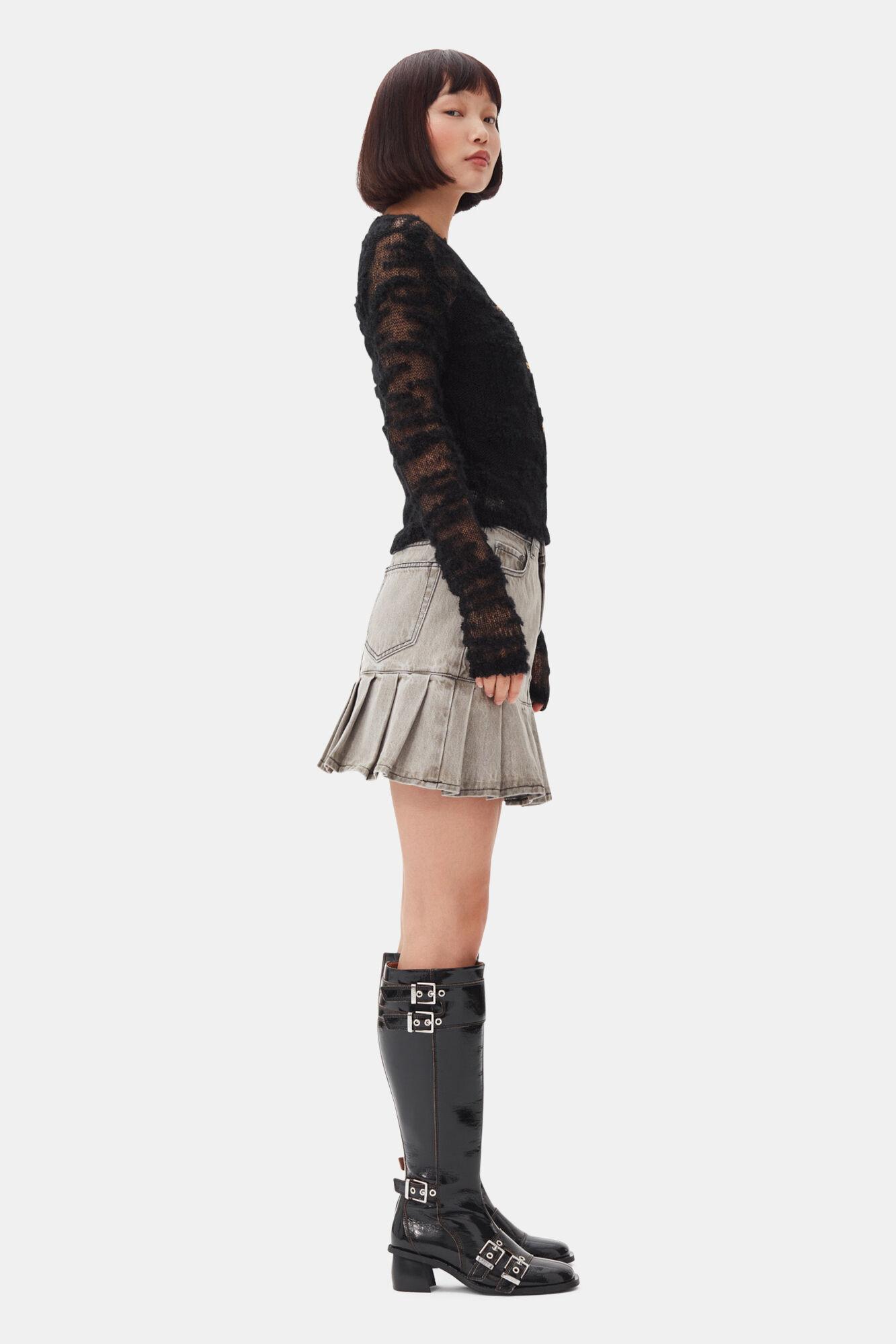 Black Alpaca Mohair Boucle Cardigan Product Image
