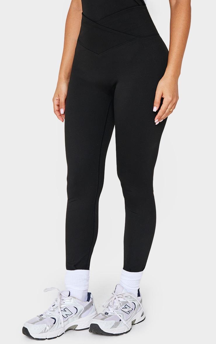Petite Black Sculpt Wrap Waist Gym Leggings Product Image