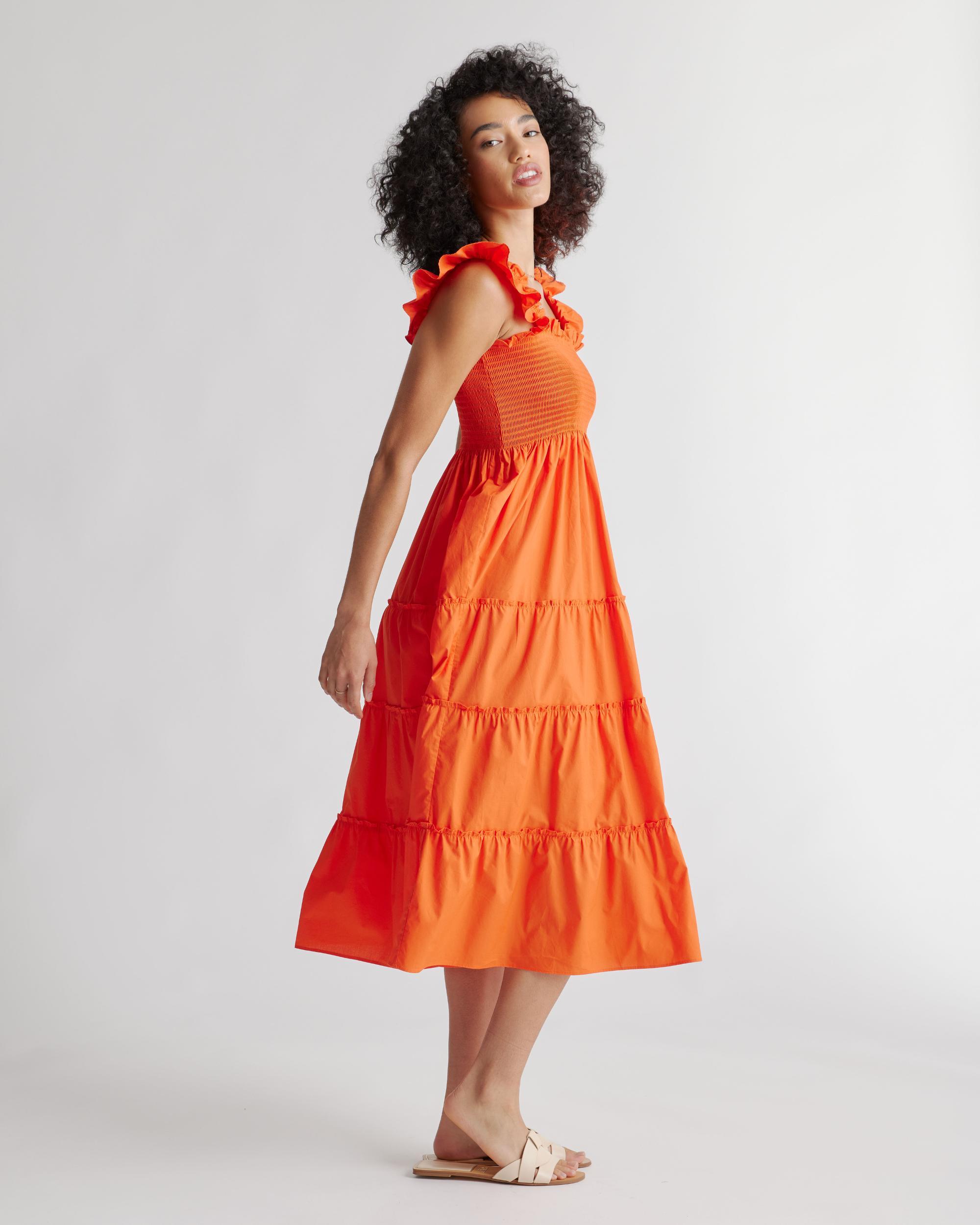 Quince | Women's Smocked Midi Dress Size XS, Organic Cotton Product Image