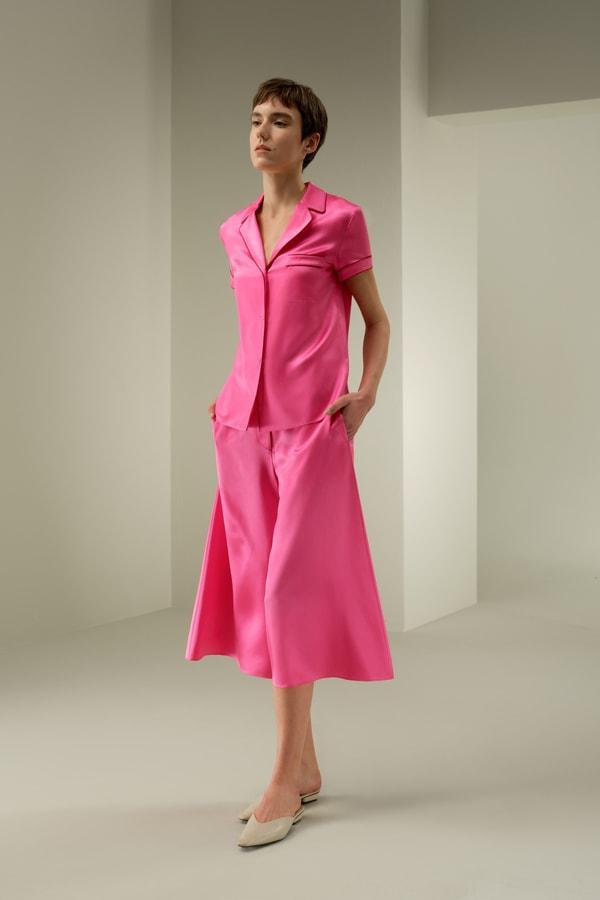 Contrast-Trimmed Silk Shirt Product Image