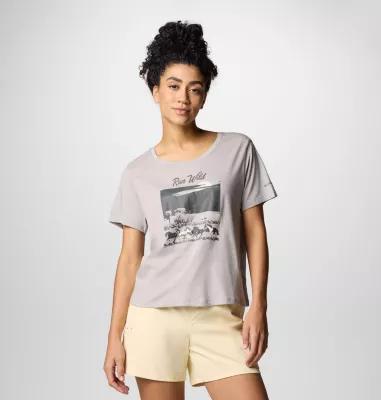 Women's Columbia Omni-WICK™ Ruby Springs Scoopneck Short Sleeve Graphic Tee, Size: Medium, Collegiate Blue Product Image