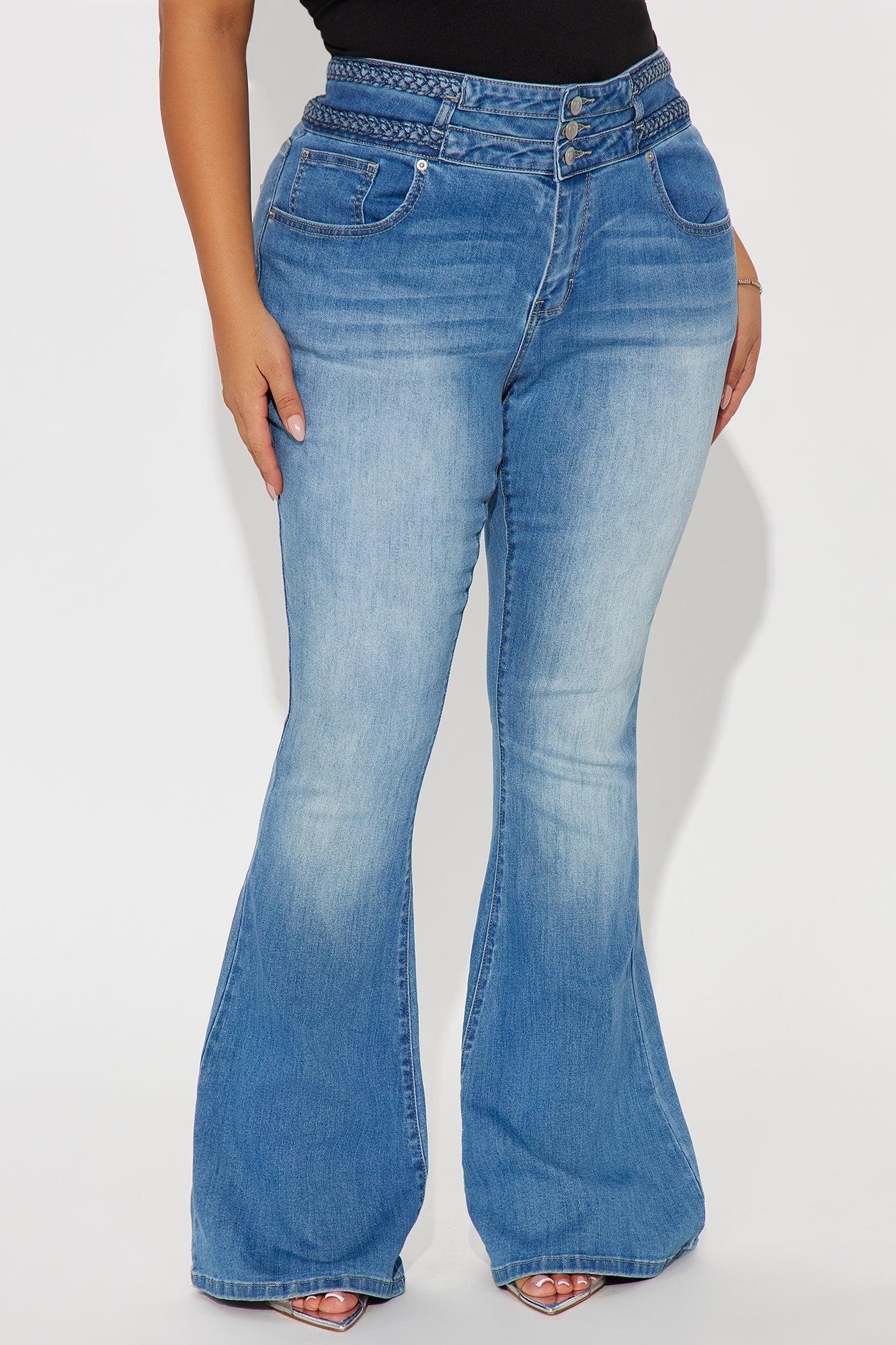 Cannes Braided Stretch Flare Jeans - Medium Wash Female Product Image