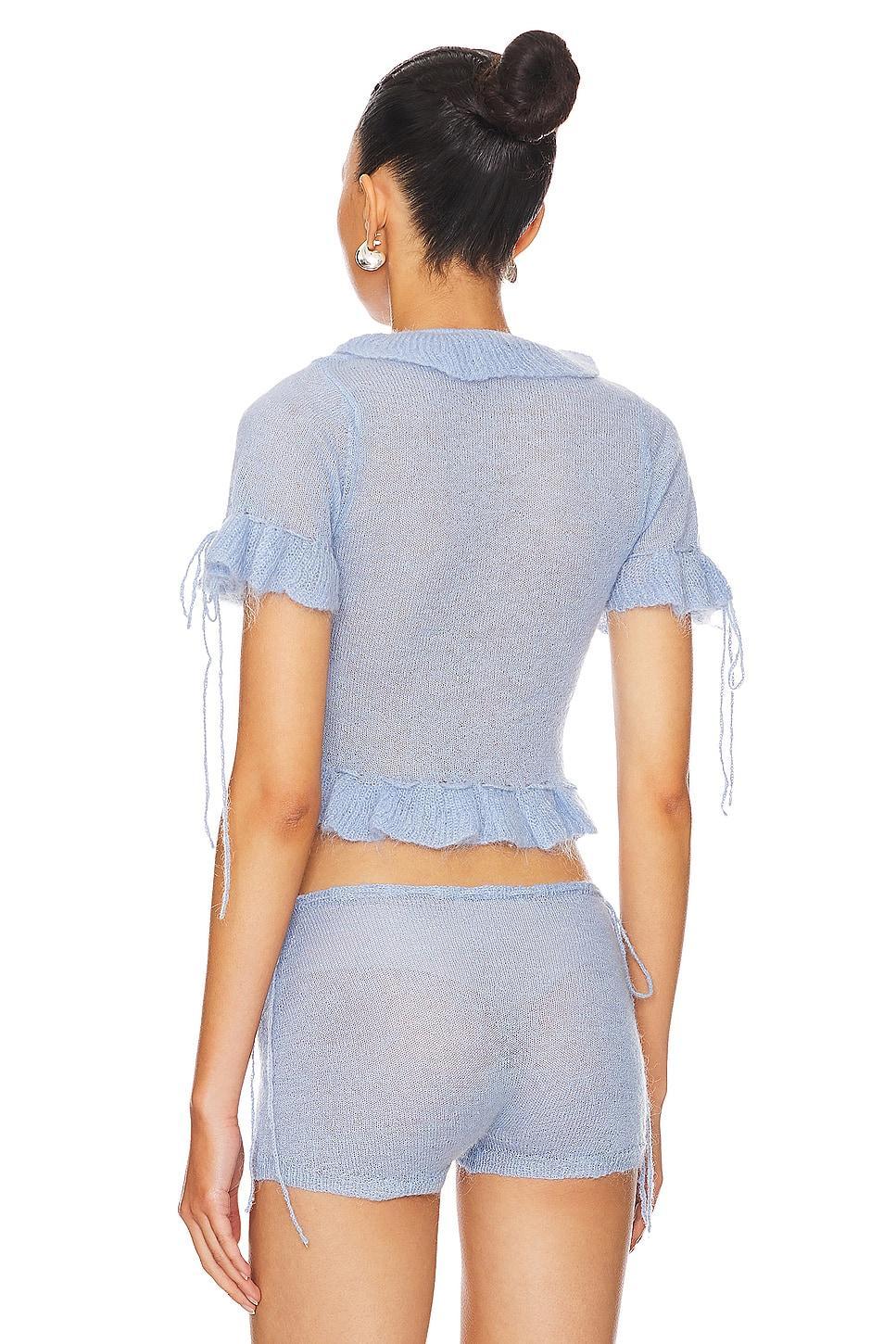 Ruffle Knit Tie Top GUIZIO Product Image