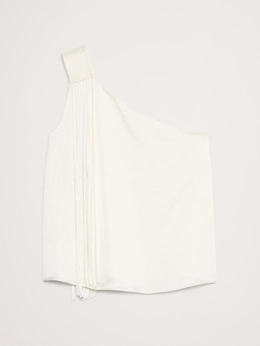 Satin One-Shoulder Fringe Top Product Image