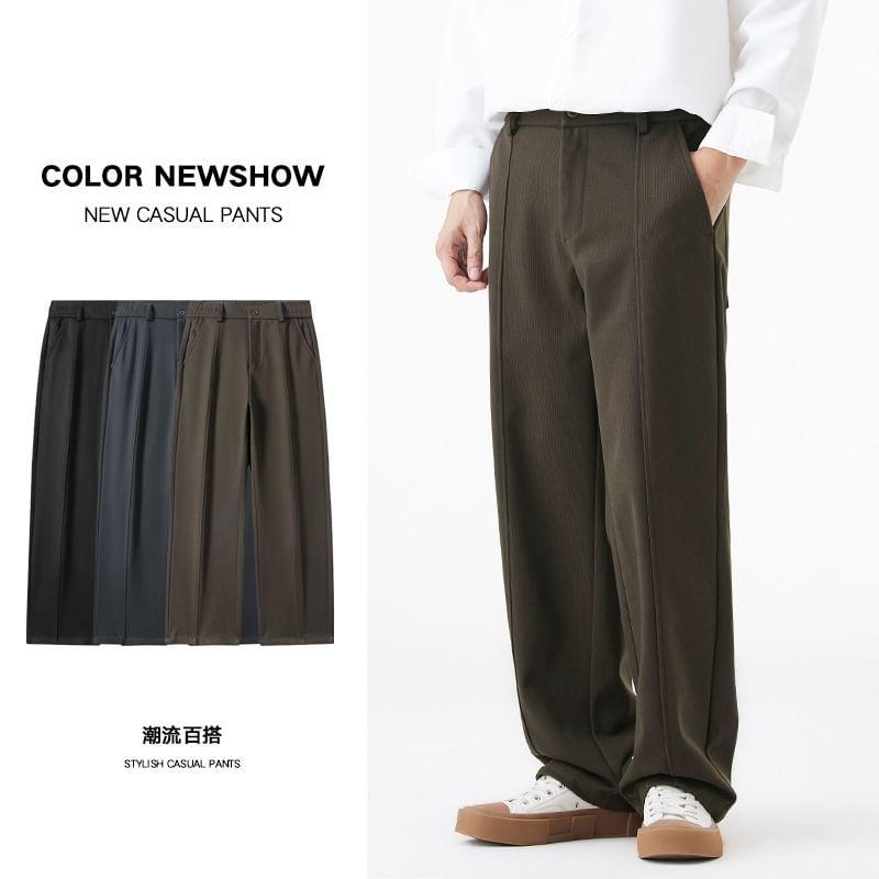 Mid Rise Plain Wide Leg Pants Product Image