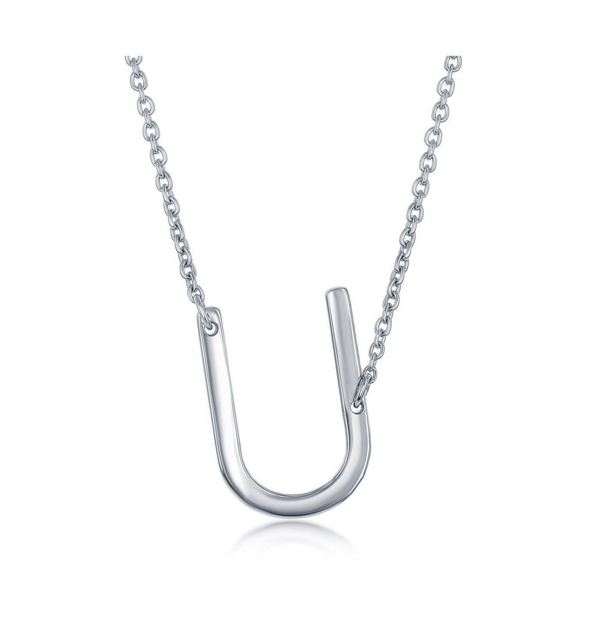 Sterling Silver Sideways Initial Necklace, Womens Sterling B Product Image