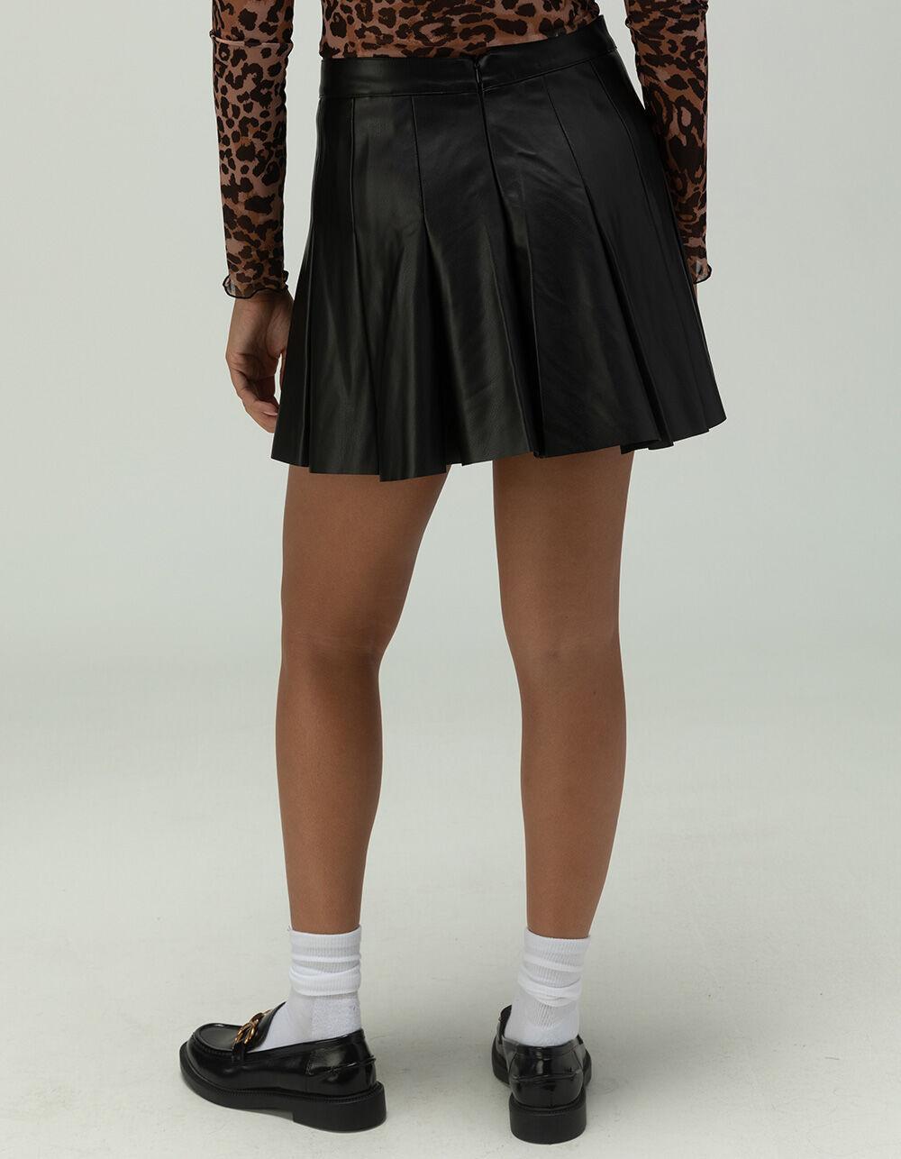 NOISY MAY Paulo Pleated Faux Leather Womens Skirt - BLACK Product Image