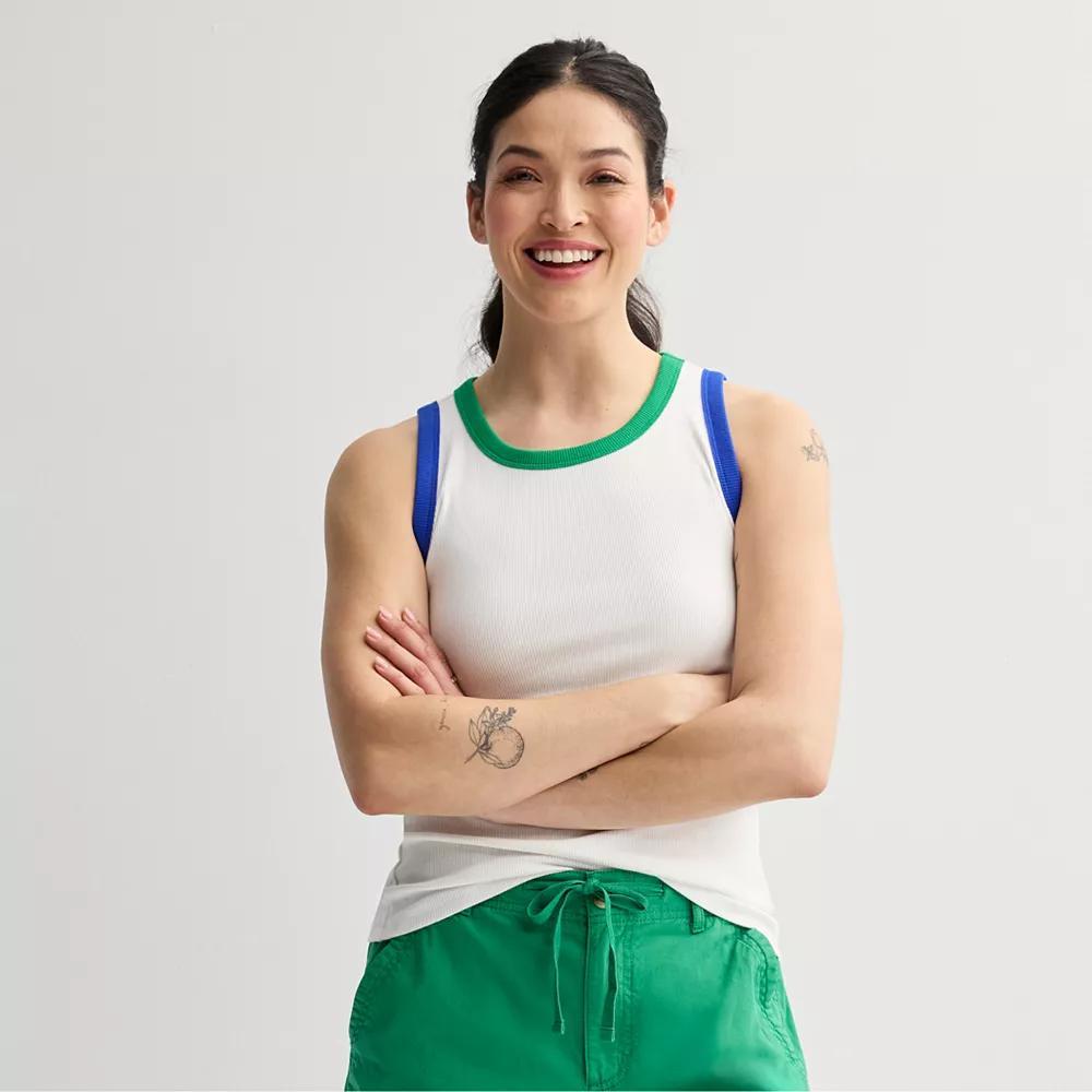 Women's Sonoma Goods For Life® High Neck Layering Tank Top, Size: Small, White Colorblock Product Image