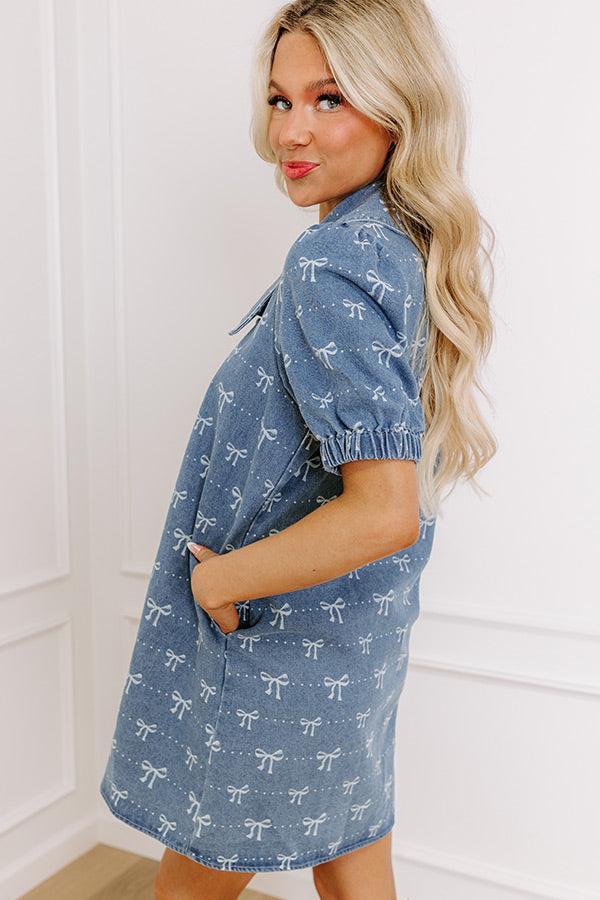Charming Moment Denim Mini Dress in Light Wash Product Image
