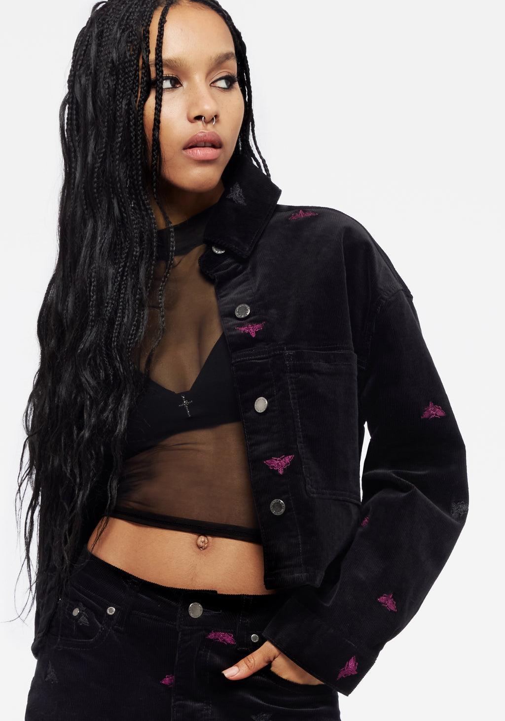 Styx Moth Embroidered Cord Shacket Product Image