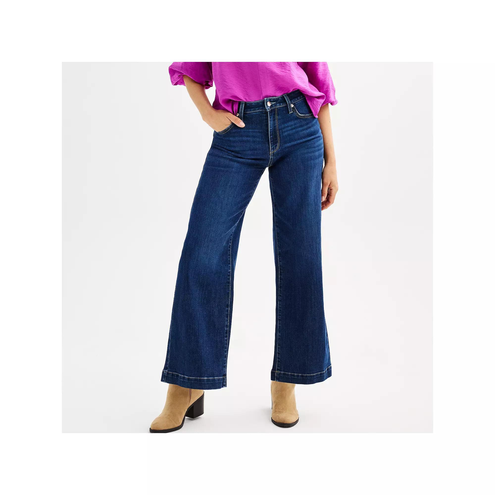 Women's Sonoma Goods For Life® High-Rise Wide-Leg Jeans, Size: 10, Bright Dark Product Image