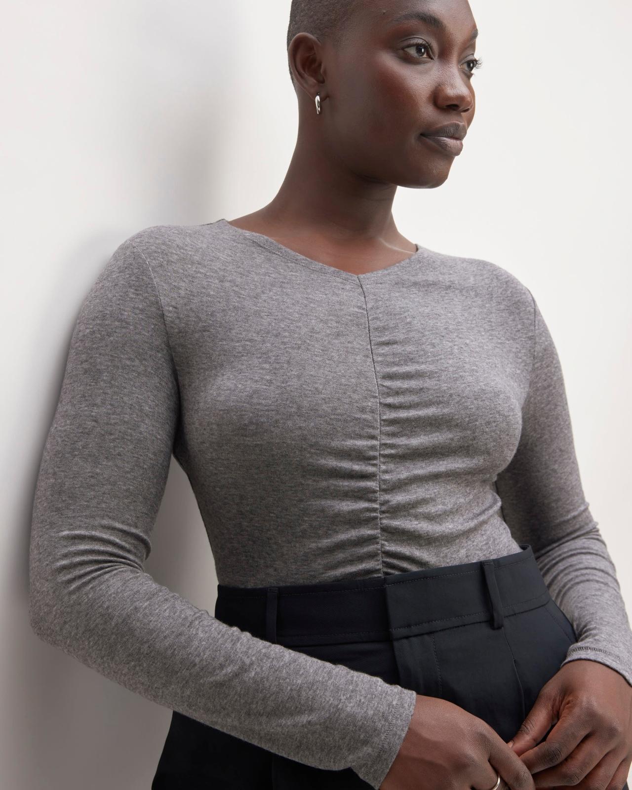 The Ruched V-Neck Tee in Butterluxe Product Image