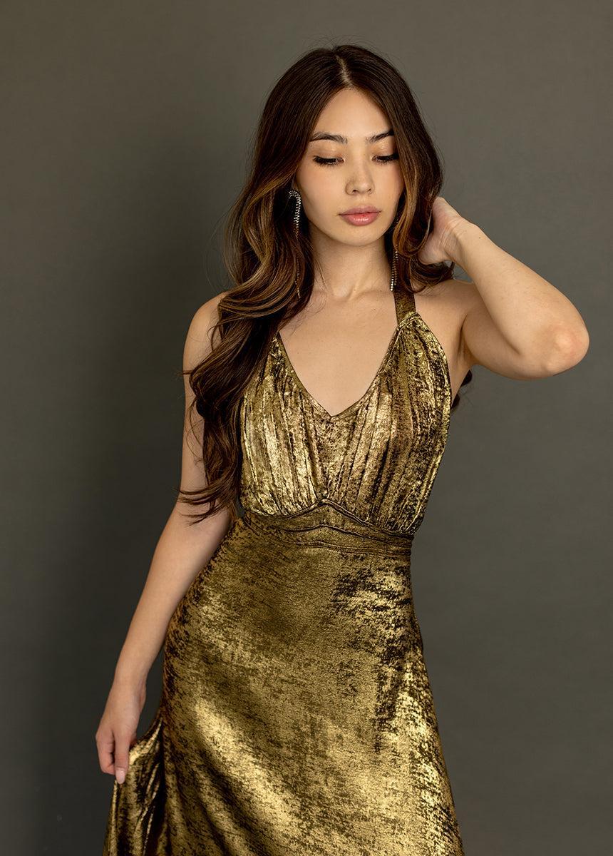 Monroe Dress in Metallic Bronze Female Product Image