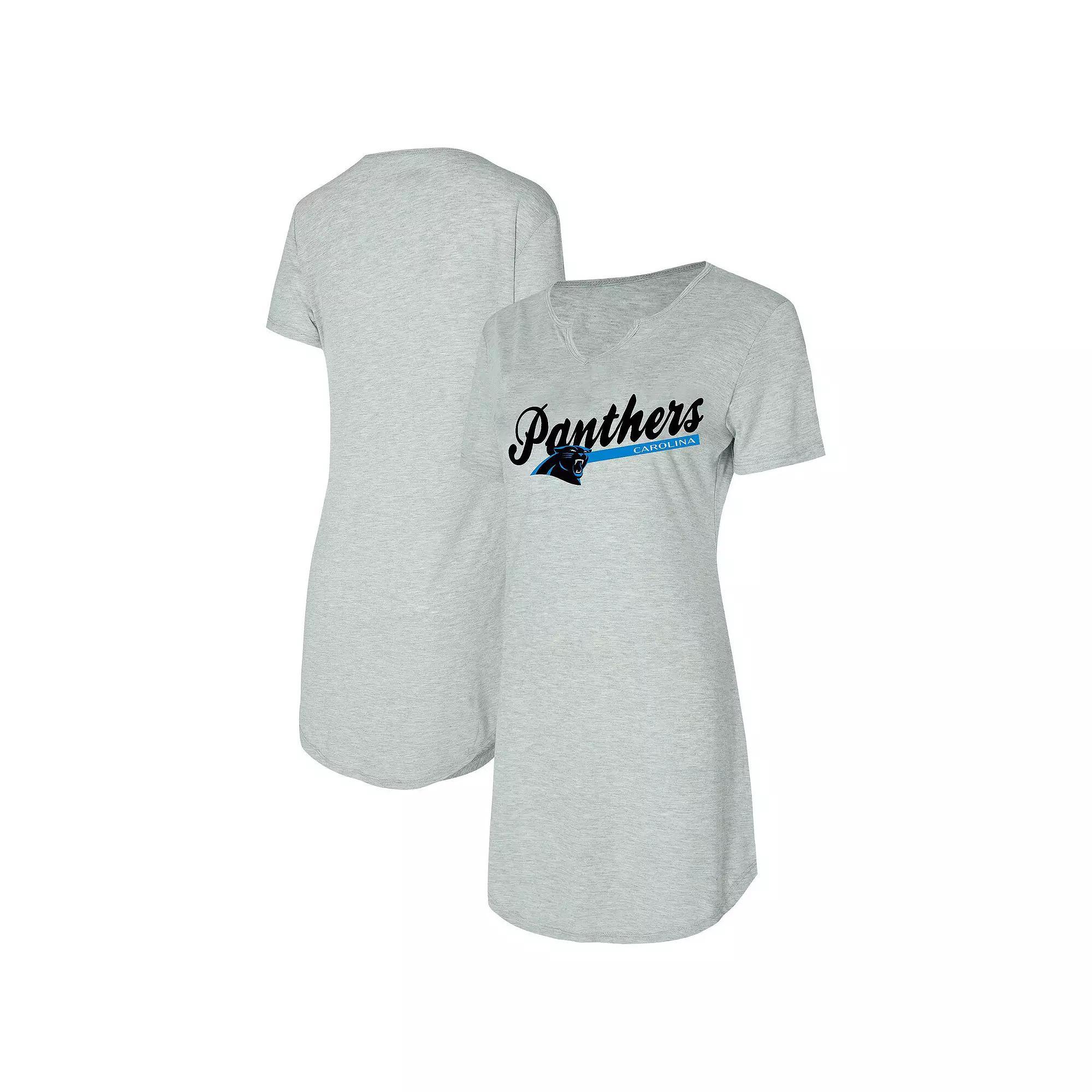 Women's Concepts Sport Gray New England Patriots Petition Knit Notch Neck Nightshirt, Size: Large, Grey Product Image