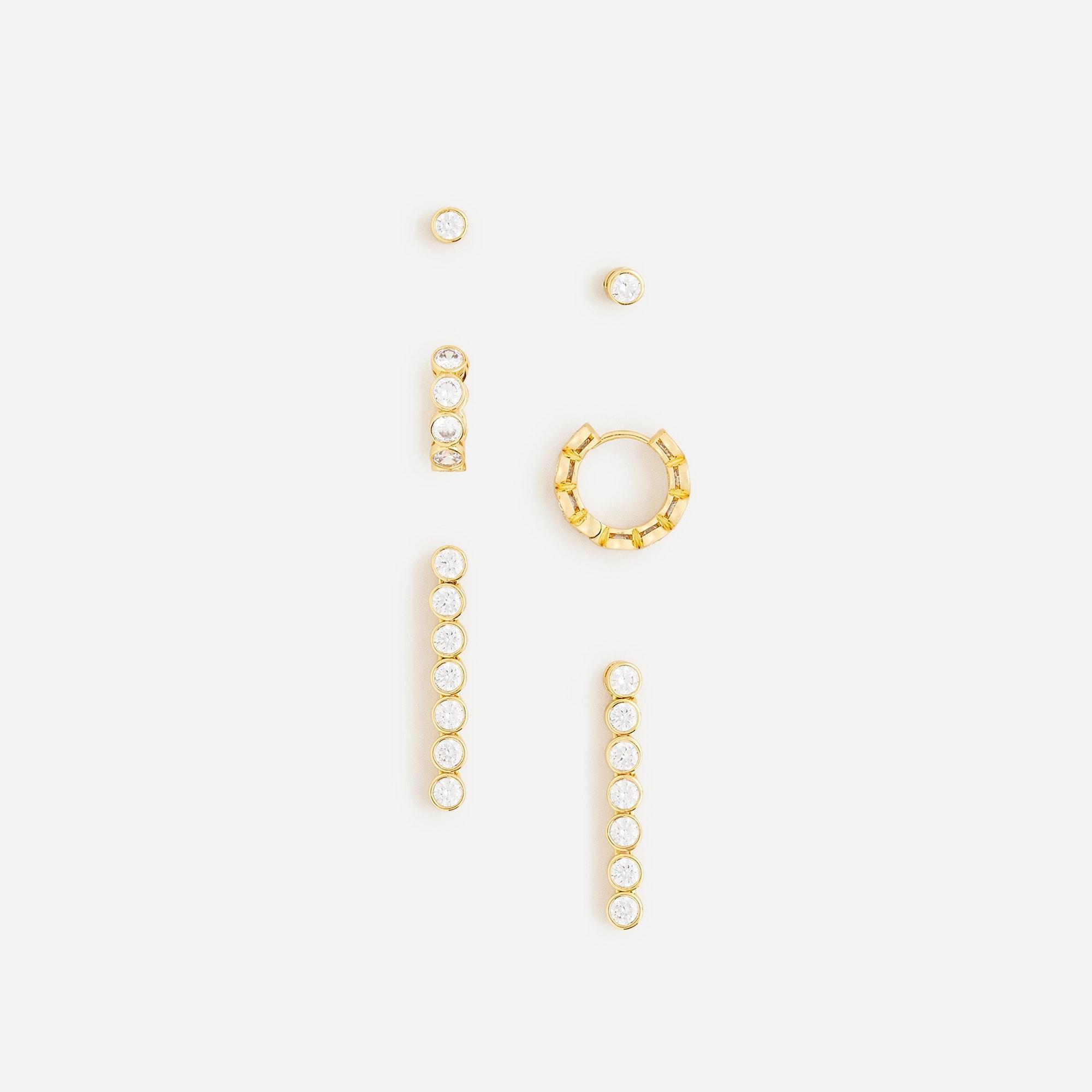 Dainty cubic zirconia earrings set-of-three Product Image