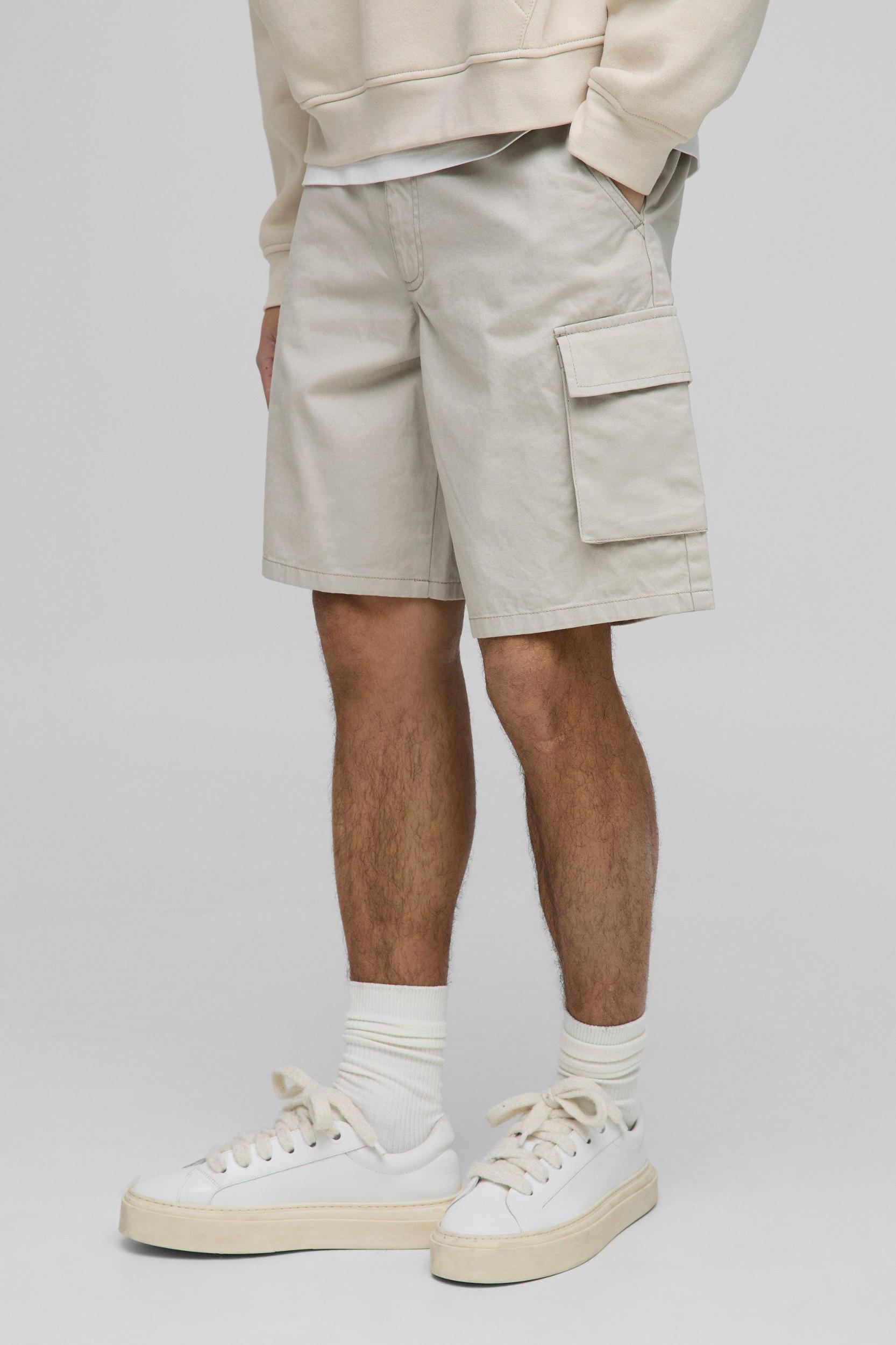 Fixed Waist Baggy Cargo Twill Shorts | boohooMAN USA Product Image