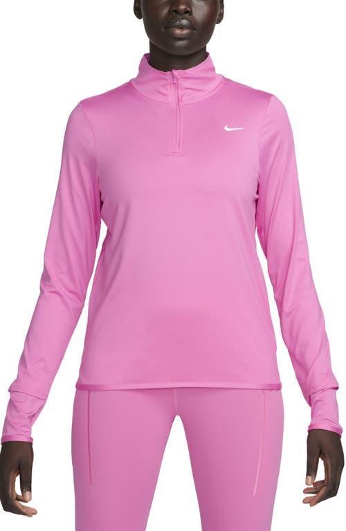 Nike Women's Swift Element Quarter-Zip Running Top in Blue/Light Armory Blue Size Large Polyester/Spandex/Fiber Product Image