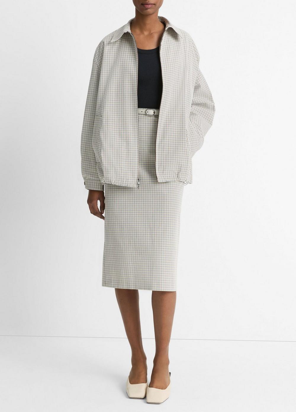 Gardener's Check Cotton Oversized Bomber Jacket Product Image