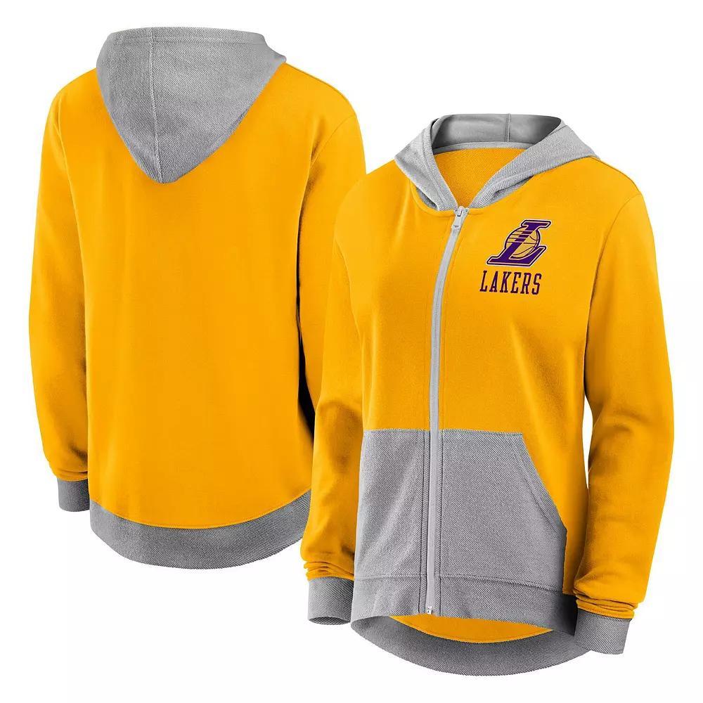 Women's Gold Los Angeles Lakers Hit It French Terry Full-Zip Hoodie, Size: XS Product Image