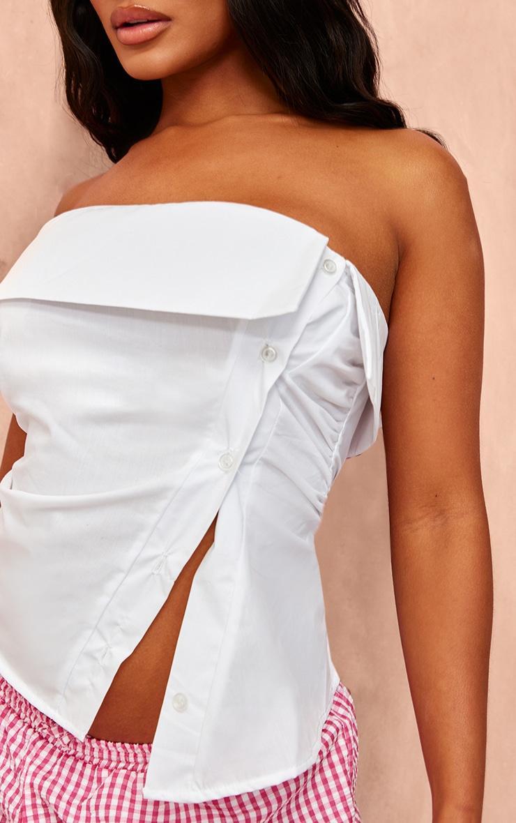 White Off The Shoulder Asymmetric Shirt Product Image