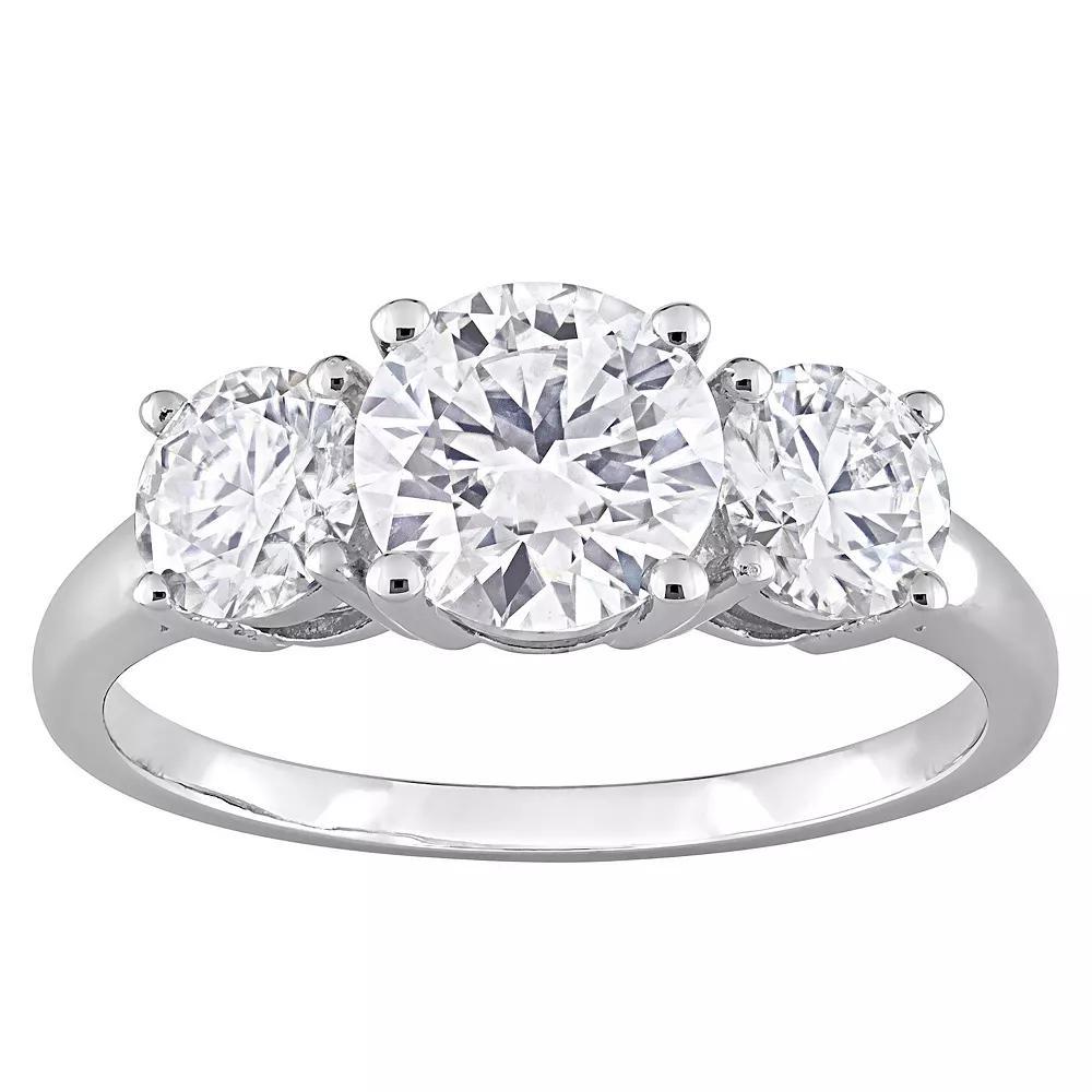 Stella Grace Sterling Silver Lab-Created Moissanite Three-Stone Engagement Ring, Women's, Size: 9.50 Product Image