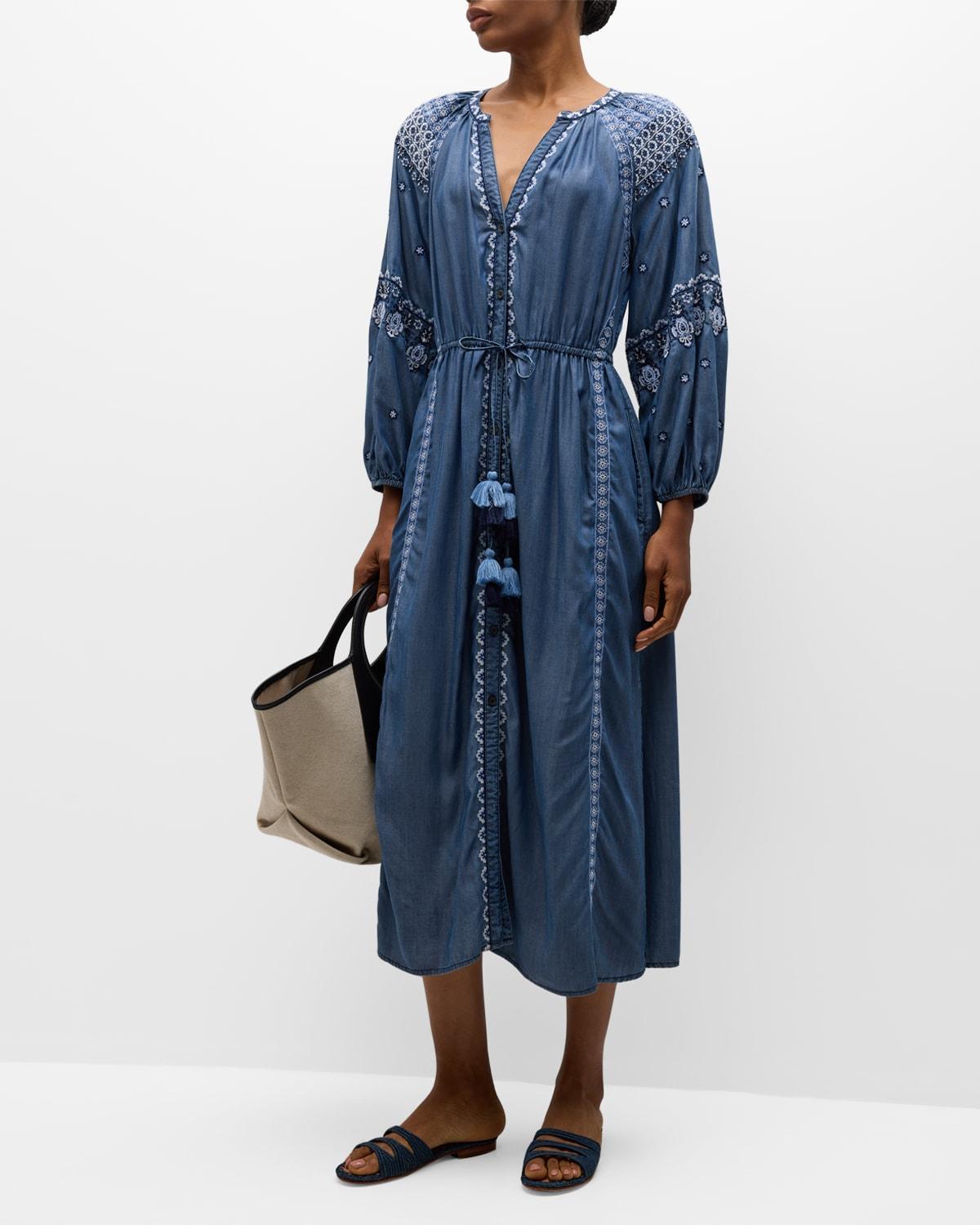 Tommy Bahama Chambray Embroidered Dress Swim Cover-Up Product Image