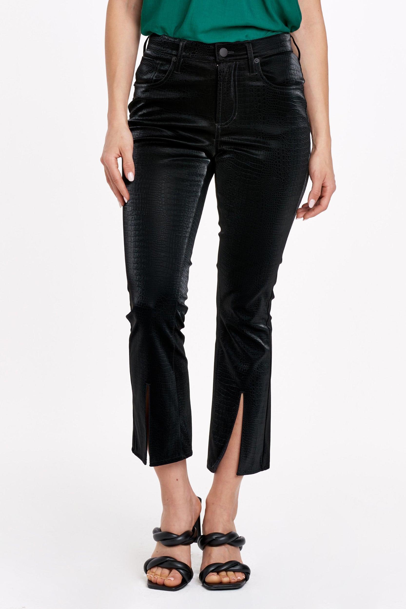 Jeanne Black Cropped Flare Embossed Pant Product Image