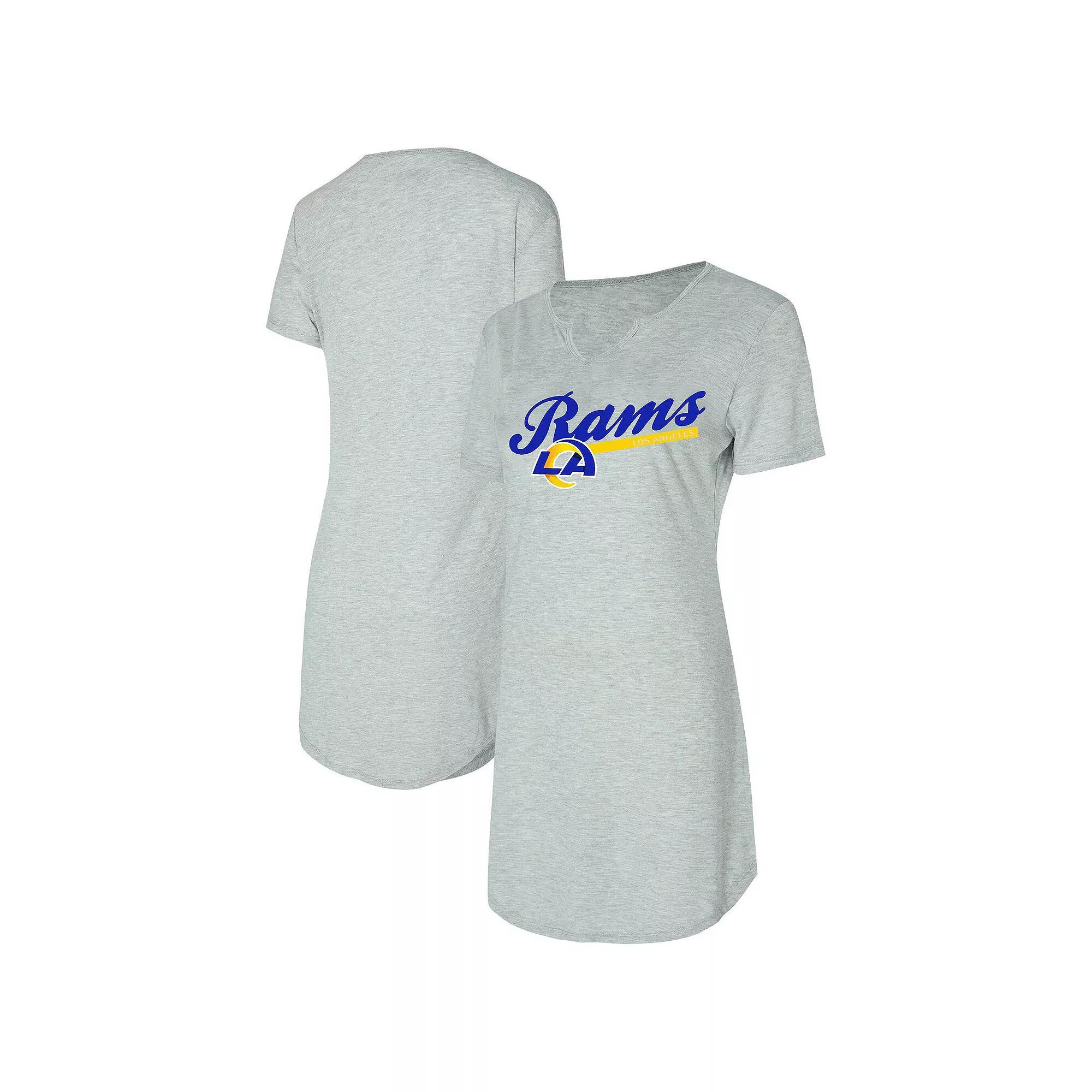 Women's Concepts Sport Gray Los Angeles Rams Petition Knit Nightshirt, Size: Small, Grey Product Image