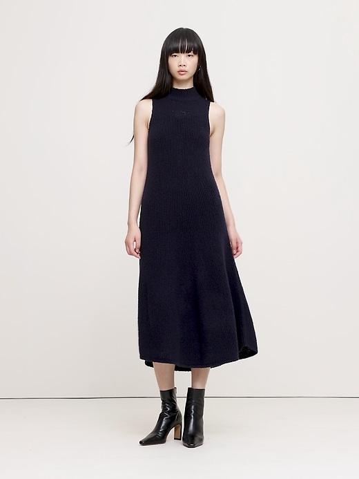 Merino-Blend Mock-Neck Midi Sweater Dress Product Image